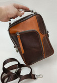 تصویر کیف کراس بادی (دوشی) مردانه چرم گاوی هورس به رنگ قهوهای تیره
